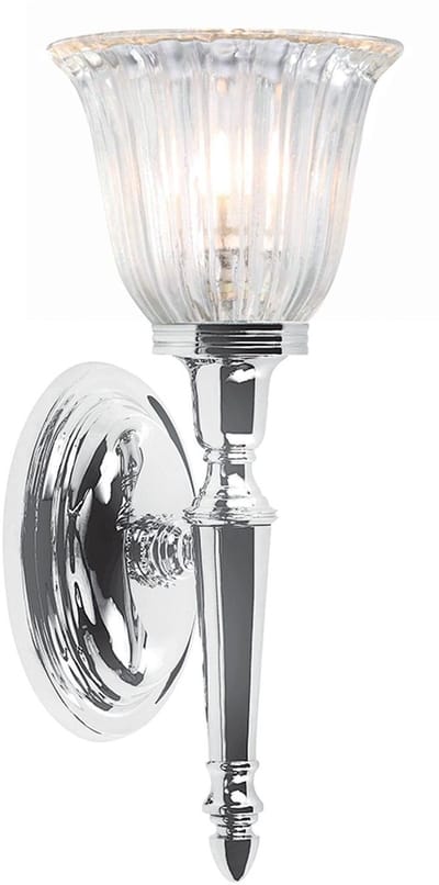 Licht-Erlebnisse - Razzo - Wandlamp - IP44 - 3000K - 320lm - G9 - van - echt messing glas - in - Gepolijst chroom helder/transparant - Wandlamp Badkamer