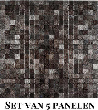 Wallways Wandpanelen - Plaktegels - Set van 5 Tegels - Tegelsticker - Zelfklevende Tegels - 4MM dik - Aluminium toplaag - Waterdicht - Krasbestendig - Hittebestendig - 3M Kleeflaag - Vierkant Bruin