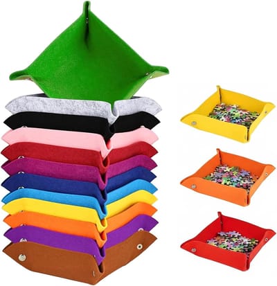 12 Stuks Puzzel Sorteerbakken - Vilten Schalen met Drukknopen - Puzzelbakjes Held der Steinen - Klein voor Bureau, Make-up, Thuis, Kantoor (12 Kleuren)