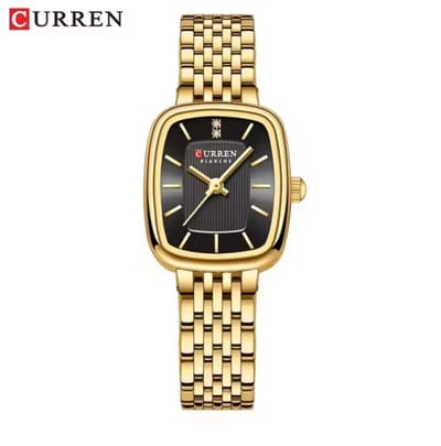 Curren Horloge – Vrouwen – Goudkleurig met Zwarte Wijzerplaat – Model 9093 – Luxe Dameshorloge – Perfect Cadeau