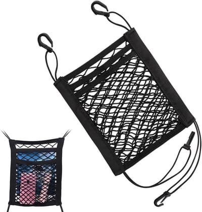 Famanu - Auto-opbergnet pocket, elastische organizer voor huisdieren of kinderen – Zwart