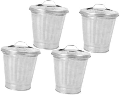 Metalen Prullenbak Deksel - Afvalbak Bureau - Kantoor Thuis - Met Deksel - 9.50X9.00X9.00CM - Zoals Getoond