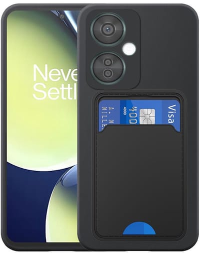 Geschikt voor OnePlus Nord CE 3 Telefoonhoesje met TPU Pasjeshouder - Flexible Back Cover Case Siliconen TPU with Cardslot - Zwart - Smartphonica geschikt voor OnePlus Nord CE 3