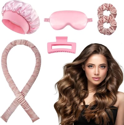 Krulspelden set - Zonder warmte - Natuurlijke krullen maken - Zacht satijn materiaal - 6 stuks - Roze