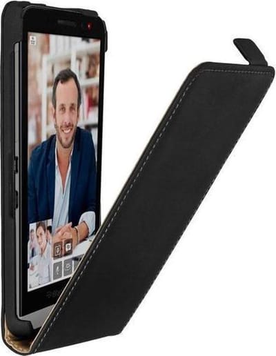 Zwart premium leder flipcase BlackBerry Z30 Telefoonhoesje