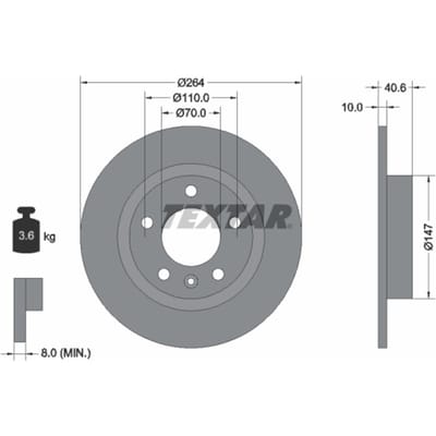 Remschijf TEXTAR 92186403 achter, compleet, 1 stuk