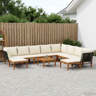 vidaXL - 11 - st - Massief - acaciahout - & - touw - Naturel