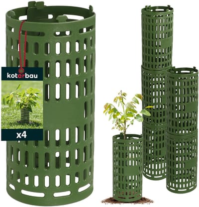 KOTARBAU® 4 Stuks Boomstambeschermer, Kunststof, ⌀ 11,5 cm, Boombeschermer, 26 cm Hoog, Groen, Boom Bescherming, Tegen Wildschade, Stambeschermer, Boomstam Bescherming