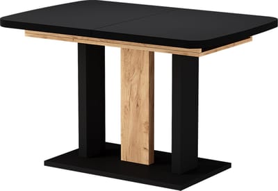Vicco Eettafel Fenaro, Zwart/Goudkleurig Eiken, 120-160 x 80 cm 2 delen