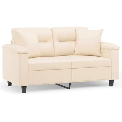 vidaXL - Tweezitsbank - met - kussens - 120 - cm - microvezelstof - beige