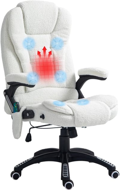 Massagestoel – Bureaustoel – Relaxstoel – Massagefauteuil – Ontspanningsstoel – 6 Massagepunten – Verstelbare Hoogte - Wit