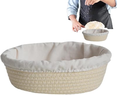 Broodmand - Rijsmand deeg - Brood bakken - Handgemaakt katoen - 20x25x8 cm - Meerkleurig