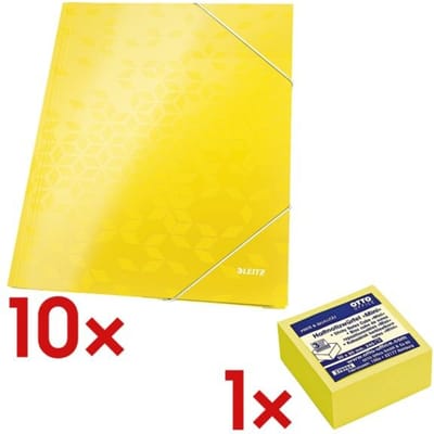 LEITZ® Hoekklemmap WOW, DIN A4, 3 beschermende kleppen, geel, met een gele beschermfolie