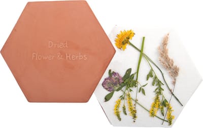 Esschert Design magnetron bloemen/bladeren/kruidenpers - terracotta - 19.5 x 17 x 3.5 cm