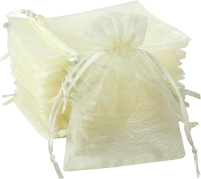 Set van 120 Organza Geschenkzakken voor Sieraden in Champagnekleur - 7 x 9 cm, Perfect voor Cadeaus en Feestjes