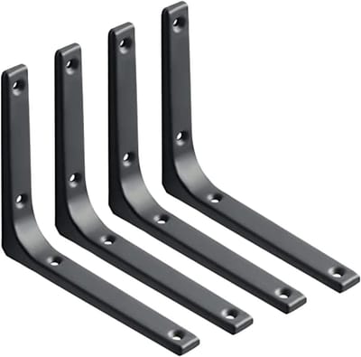 Premium Hoekbeugels 100mm x 100mm voor Wandplanken - Stevige Stalen Beugels voor Zwevende Planken - Ideaal voor Thuis en Kantoor (Zwart, 4 Stuks)