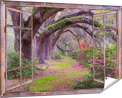 Gards Tuinposter Doorkijk Sprookjesbos - 150x100 cm - Tuindoek - Tuindecoratie - Wanddecoratie buiten - Tuinschilderij