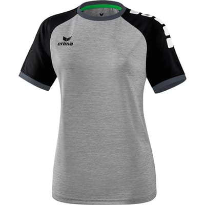 Erima Zenari 3.0 Shirt Korte Mouw Dames - Grey Melange / Zwart / Donkergrijs | Maat: 46