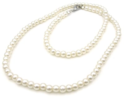 parelketting - ivoor - 45 cm - kleine glasparels - 5mm - slotje