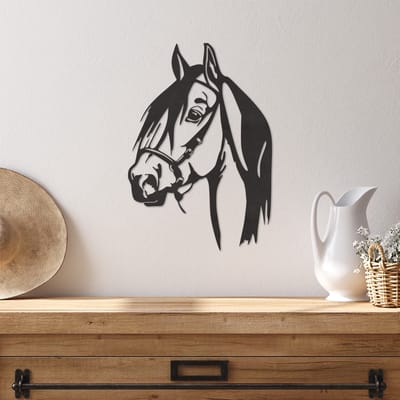 Wanddecoratie Paard - Muurdecoratie Paard - Muurdecoratie Hout - Wanddecoratie Hout - Muurdecoratie Woonkamer - Wanddecoratie Woonkamer - Wanddecoratie Industrieel - Wanddecoratie Dieren - Home Decor - Wall Line Art - 42 x 29 cm