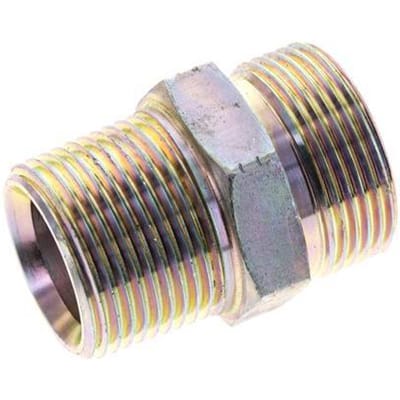 UN 1-7/16''-12 x 1'' NPT Verzinkt Stalen Borstnippel ORFS 400 Bar - Hydrauliek - FL2S-M-EZ-107U-100N-O