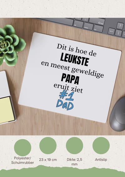 Akyol - leukste en geweldige papa Muismat - Vader - papa - verjaardag papa - cadeautje - kado - geschenk - 23 bij 19 cm