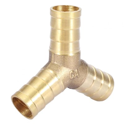 Dailygoody - Messing Y-vormige Slang Connector - 3-Way Joiner - Hoogwaardige kwaliteit - 12mm - Slangtule - Voor lucht, water en gas - 2 stuks