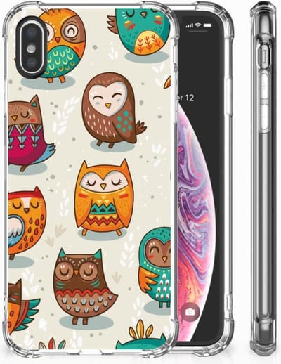Apple iPhone X | Xs Case Anti-shock Vrolijke Uilen