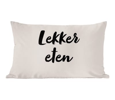 Sierkussens - Kussentjes Woonkamer - 60x40 cm - Taupe - Lekker eten - Quote