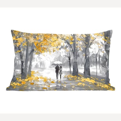Sierkussens - Kussentjes Woonkamer - 60x40 cm - Natuur - Geel - Park - Zwart - Wit