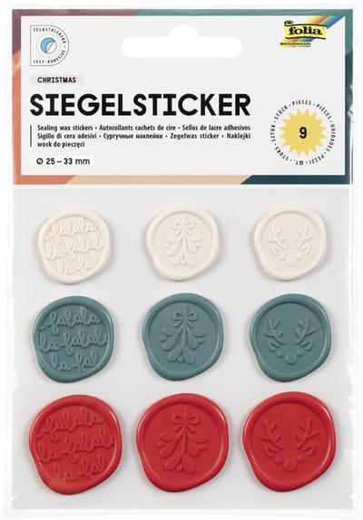 folia Kerst zegel-stickers, gesorteerde maten en kleuren