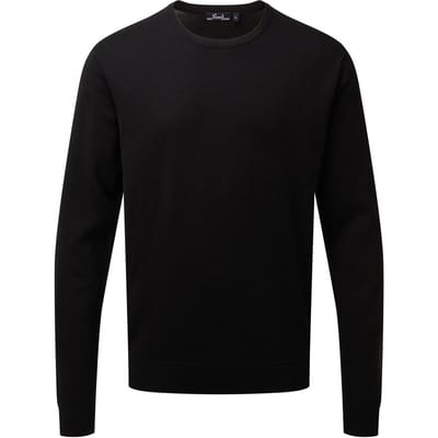 Premier Heren gebreid katoenen crew neck sweatshirt (Zwart)