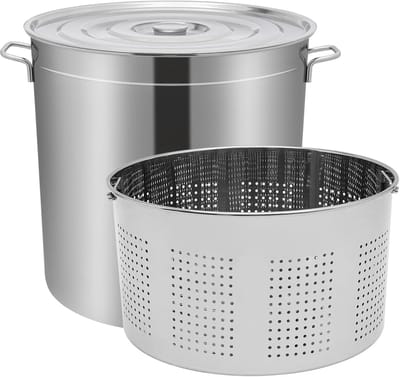 Grote Kookpan - Soeppan RVS - Grote Maaltijden Bereiden - Inclusief Mand - 50 Liter - Zilver