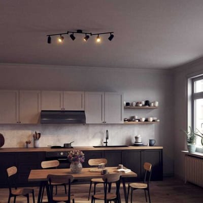 HOFTRONIC – Riga Zwarte LED plafondlamp 6 spots – kantelbaar en draaibaar – opbouwspots zwart – GU10 - 2700K warm wit - Plafondspots - IP20 - woonkamer en gang