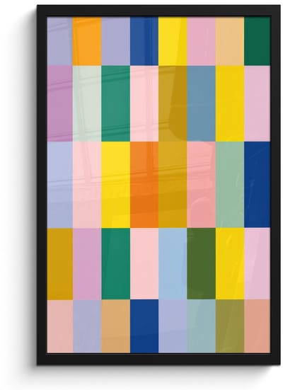Poster in lijst - Fotolijst 40x60 cm - Posters - Stroken - Blauw - Patroon - Abstract - Posterlijst zwart - Decoratie - Wanddecoratie woonkamer - Muurdecoratie slaapkamer