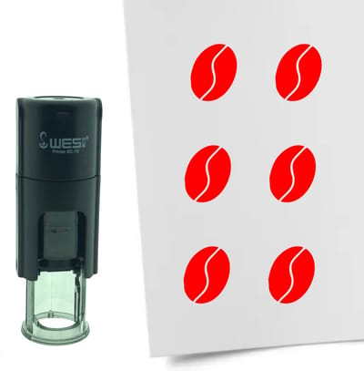 CombiCraft Stempel Koffieboon 10mm rond - rode inkt