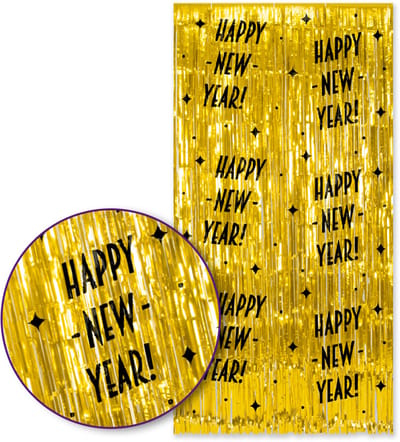 Q2P – NYE Foliegordijn – Goud & Zwart – 100×200 cm – Zelfklevend – Feest Versiering – Backdrop