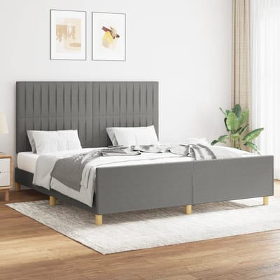 vidaXL - Bedframe - zonder - matras - stof - donkergrijs - 160x200 - cm