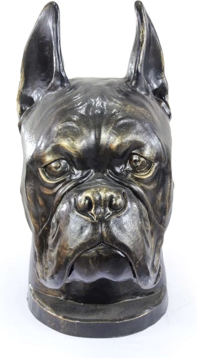 Urn hond voor hondenas - Duitse Boxer bust voor in de tuin