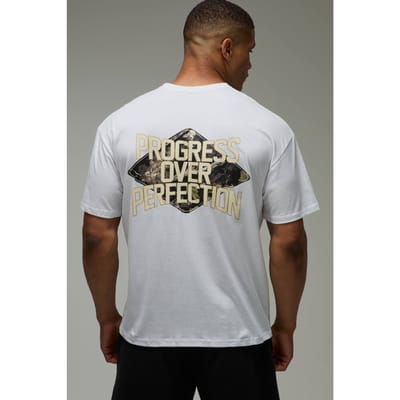 Active Camo Vooruitgang Boven Perfectie Oversized T-shirt | White | Size XS