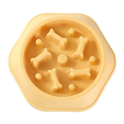 JAXY – Anti Schrokbak Hond – Slowfeeder Hond en Kat – Voerbak – Anti-Slip Schrokbak – Voerpuzzel – Anti Schrok Hondenvoerbak – Slow Feeder Honden Voerbak – Mosterdgeel