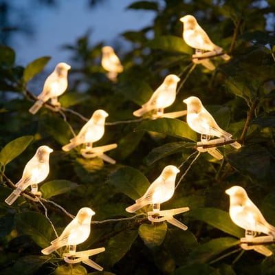 Namajunas - Lichtsnoer buiten - Buitenverlichting Lichtslinger - Tuinverlichting op zonneenergie - 5 Vogel solar lamp - LED Warmwit - Waterdicht - Sfeerverlichting voor tuin, terras, balkon, feest, bruiloft, patio decoratie