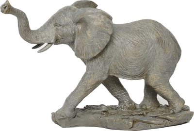 Decoratieve olifant - 17 cm van Naturn Living | beelden en figuren | beeldjes decoratie | decoratie olifanten | olifant beeld | Grijs
