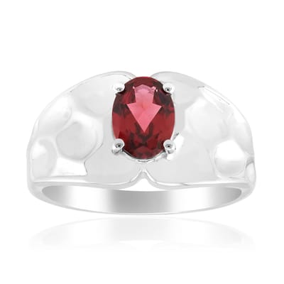 Cavill - Zilveren Roshoit Ring 925 Sterling Zilver met Palladium - 0,833 ct Ovale Rode Granaat uit Mozambique - Elegante Ringen voor Dames en Vrouwen