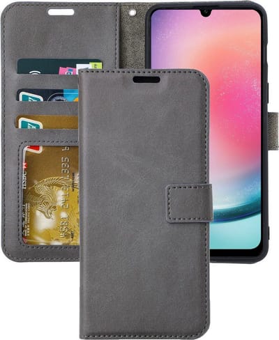Portemonnee Book Case Hoesje Geschikt voor: Samsung Galaxy A25 - Grijs