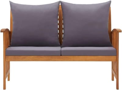 Houten tuinbank - Buitenbank met kussen - Ontspannen buiten zitten - Massief acaciahout - 119 cm breed - Grijs
