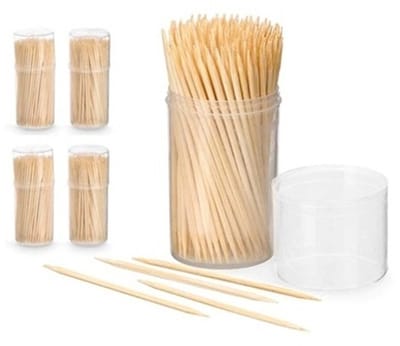 Tandenstokers / Cocktailprikkers / Sateprikkers - Set van 4 - 150 stuks per doosje Totaal : 600 Stuks - 100% Bamboe - Toothpicks - BPK
