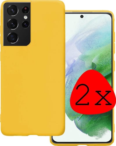Hoesje 2 Stuks - Geschikt voor Samsung Galaxy S21 Ultra - Sterk & Shockproof - Case Siliconen - Back Cover - Telefoon Hoes - Geel
