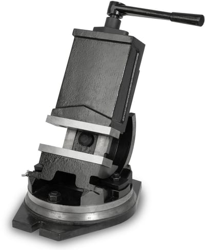 EBERTH machineklem, draaibaar en kantelbaar, gemaakt van gegoten staal, max. klembreedte 125 mm, bekbreedte 160 mm, klem voor boormachine, kantelbaar 0°-90°, 360° draaibaar