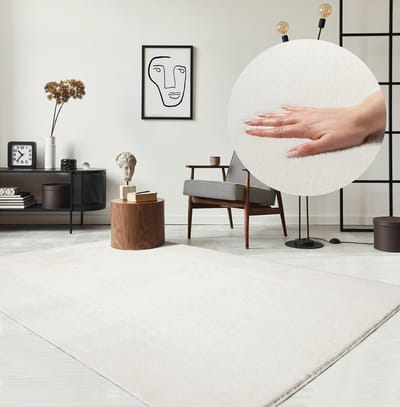 the carpet Relax – Extra Zacht & Wasbaar Vloerkleed tot 30°C met Antislip Onderzijde – Fluweelachtige Structuur – Voor Slaapkamer of Woonkamer – Crème, 300 x 400 cm